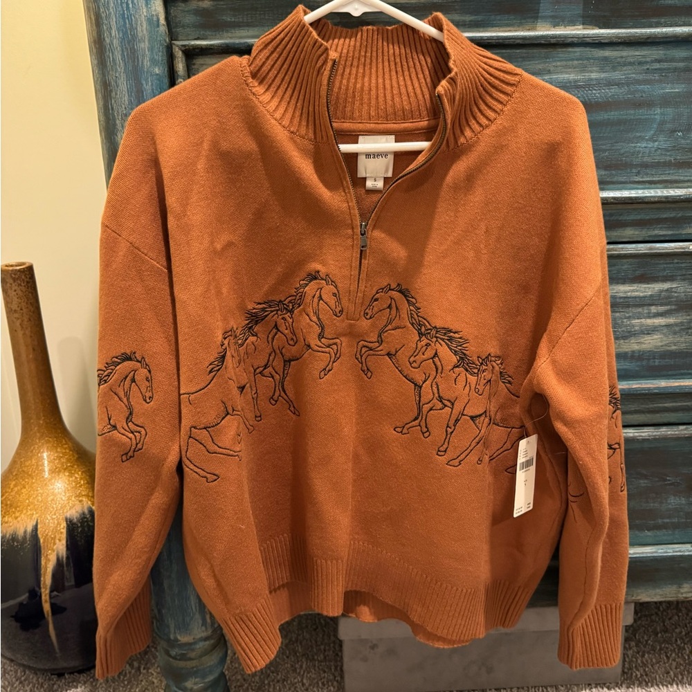 Anthropologie Meave small horse sweater pullover small